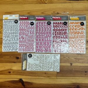 Lot of 5 NEW Thickers Alphabet Stickers Sets +BONUS+ Chipboard Fabric Felt Puffy